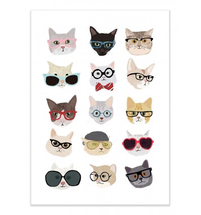 Art-Poster - Cats with glasses - Hanna Melin