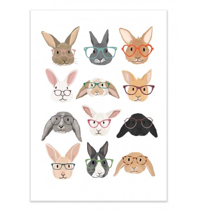 Art-Poster - Rabbits with glasses - Hanna Melin