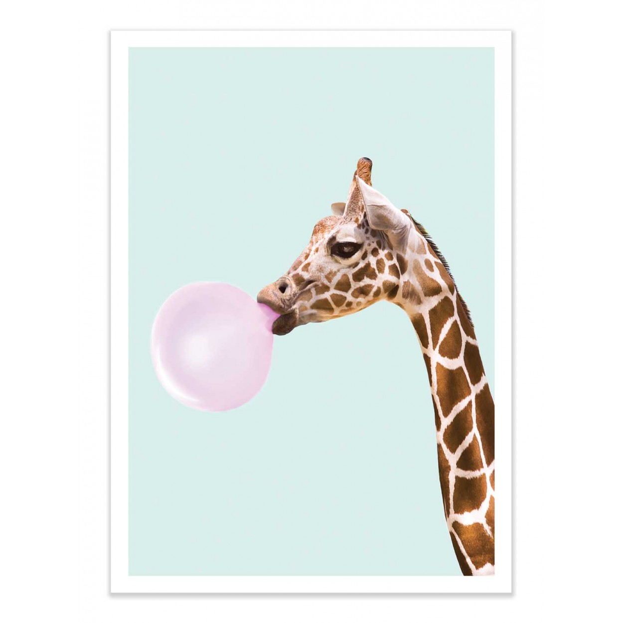 Art-Poster Pop art surrealist - Bubblegum Giraffe, by Paul Fuentes