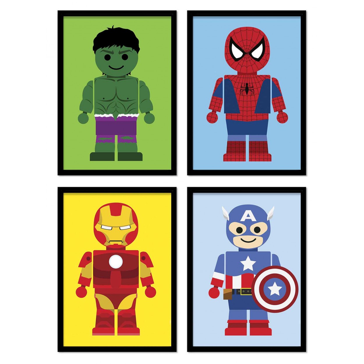 4 Art-Posters 20 x 30 cm - Pack Marvel Super-Heroes Toys - Rafa Gomes