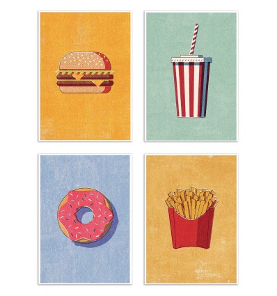 4 Art-Posters 20 x 30 cm - Pack Street Food - Daniel Coulmann
