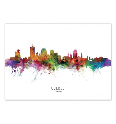 Art-Poster - Quebec Canada Skyline (Colored Version) - Michael Tompsett