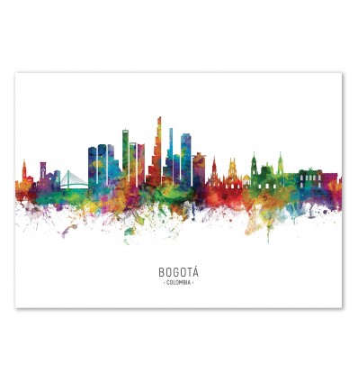 Art-Poster - Bogota Colombia Skyline (Colored Version) - Michael Tompsett
