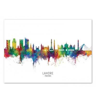 Art-Poster - Lahore Pakistan Skyline (Colored Version) - Michael Tompsett