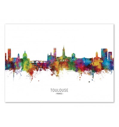 Art-Poster - Toulouse France Skyline (Colored Version) - Michael Tompsett