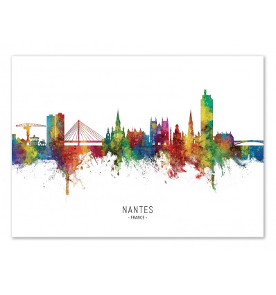 Art-Poster - Nantes France Skyline (Colored Version) - Michael Tompsett