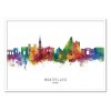 Art-Poster - Montpellier France Skyline (Colored Version) - Michael Tompsett