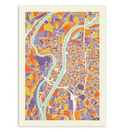 Art-Poster - Lyon Rainbow map - Muzungu