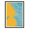 Art-Poster - Marseille Yellow and Blue map - Muzungu