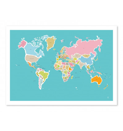 Art-Poster - Mapa del mundo - Judy Kaufmann