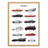 Art-Poster - Legendary Movie Cars - Olivier Bourdereau - Cadre bois chêne