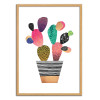 Art-Poster - Happy Cactus - Elisabeth Fredriksson - Cadre bois chêne
