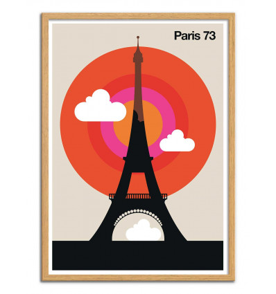 Art-Poster - Paris 73 - Bo Lundberg - Cadre bois chêne
