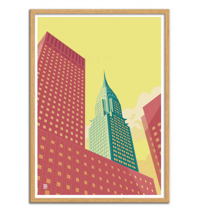 Art-Poster - Chrysler Building - Remko Heemskerk - Cadre bois chêne