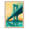 Art-Poster - Manhattan Bridge - Remko Heemskerk - Cadre bois chêne