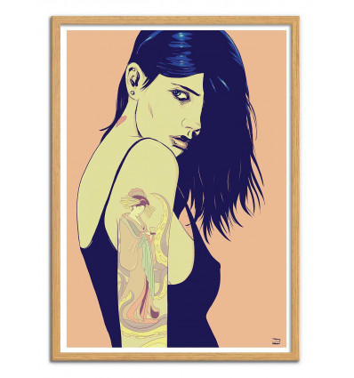 Art-Poster - Tattooed Girl - Giuseppe Cristiano - Cadre bois chêne