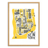 Art-Poster - New-York Map - Fox and Velvet - Cadre bois chêne