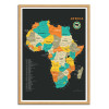 Art-Poster - Africa Map - Jazzberry Blue - Cadre bois chêne
