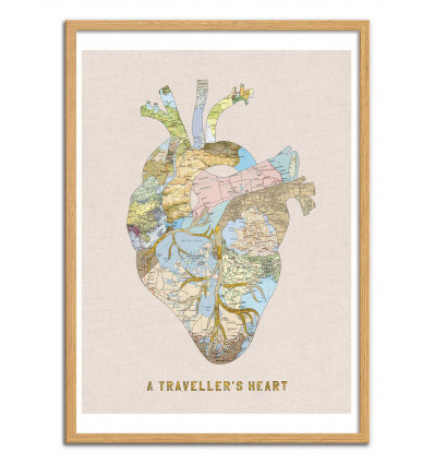 Art-Poster - A travellers' Heart - Bianca Green - Cadre bois chêne