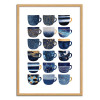 Art-Poster - Pretty Blue Coffee Cups - Elisabeth Fredriksson - Cadre bois chêne