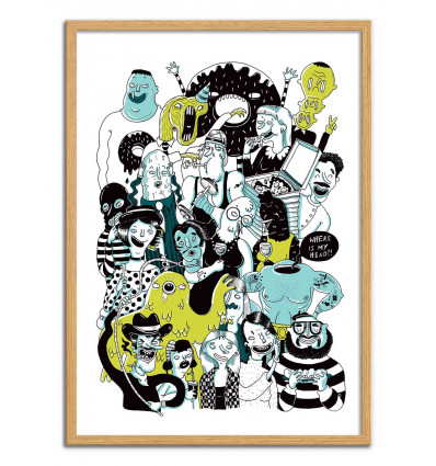 Art-Poster - Crowd of dudes - Sarah Matuszewski - Cadre bois chêne