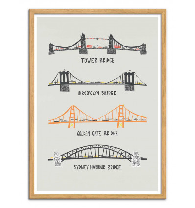 Art-Poster - Four bridges - Fox and Velvet - Cadre bois chêne