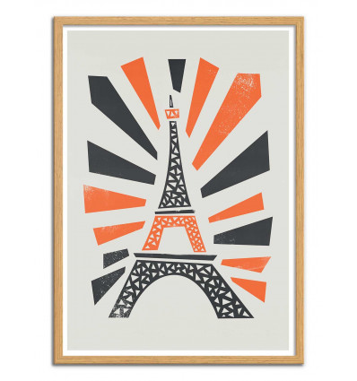 Art-Poster - Eiffel Tower - Fox and Velvet - Cadre bois chêne