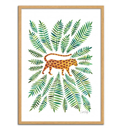 Art-Poster - Jaguar - Cat Coquillette - Cadre bois chêne