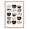 Art-Poster - Pretty coffee cups - Grey series - Elisabeth Fredriksson - Cadre bois chêne