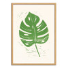 Art-Poster - Linocut Monstera Leaf - Bianca Green - Cadre bois chêne