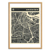 Art-Poster - Amsterdam Map - Jazzberry Blue - Cadre bois chêne