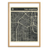 Art-Poster - Los Angeles Map - Jazzberry Blue - Cadre bois chêne