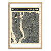 Art-Poster - New-York Map - Jazzberry Blue - Cadre bois chêne