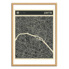 Art-Poster - Paris Map - Jazzberry Blue - Cadre bois chêne