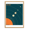 Art-Poster - Explore Solar System - Jazzberry Blue - Cadre bois chêne