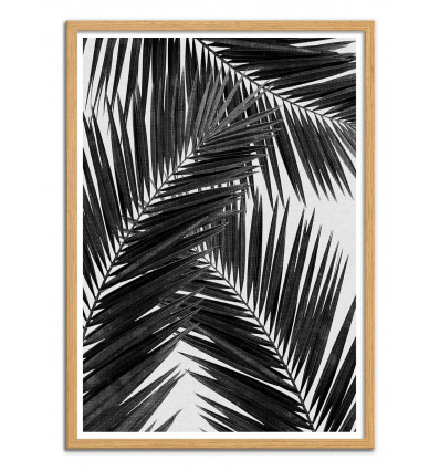 Art-Poster - Palm Leaf Part 2 Black and White - Orara Studio - Cadre bois chêne