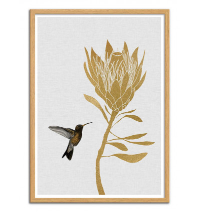 Art-Poster - Hummingbird and flower part 2 - Orara Studio - Cadre bois chêne