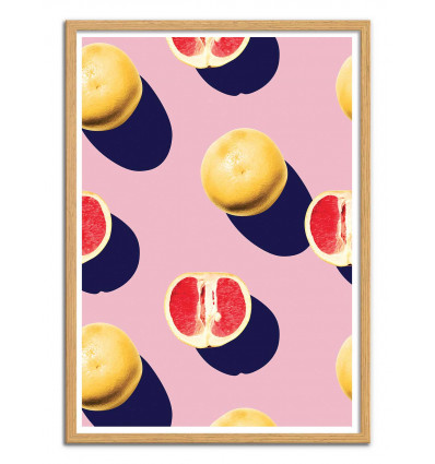 Art-Poster - Grapefruits - Leemo - Cadre bois chêne