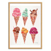 Art-Poster - Ice cream cones - Cat Coquillette - Cadre bois chêne