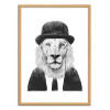 Art-Poster - Sir Lion - Balazs Solti - Cadre bois chêne