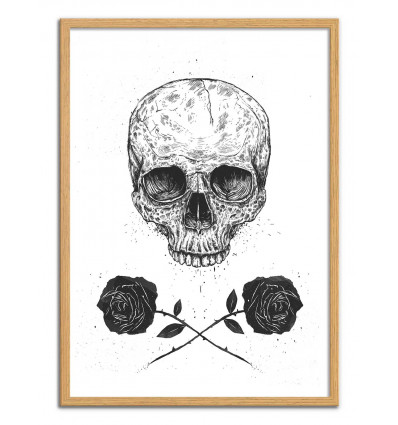 Art-Poster - Skull N Roses - Balazs Solti - Cadre bois chêne