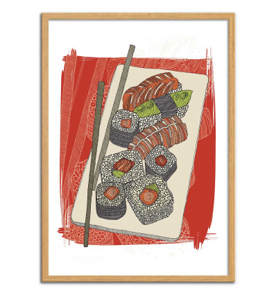 Art-Poster - Sushi - Valentina Harper - Cadre bois chêne