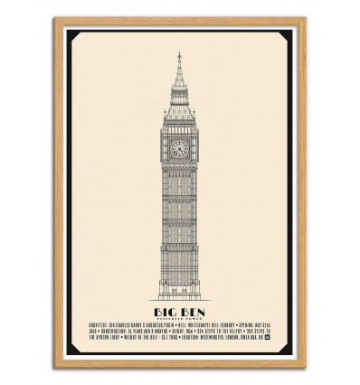 Art-Poster - Big Ben - Lionel Darian - Cadre bois chêne