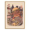Art-Poster - Burgerzilla - Ilustrata - Cadre bois chêne