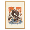 Art-Poster - Great Sushi Dragon - Ilustrata - Cadre bois chêne