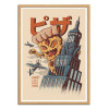 Art-Poster - Pizza Kong - Ilustrata - Cadre bois chêne