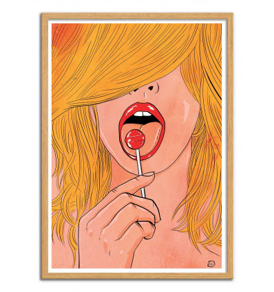 Art-Poster - Red Lollipop - Giuseppe Cristiano - Cadre bois chêne