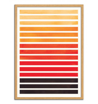Art-Poster - Orange horizontal stripes - Ejaaz Haniff - Cadre bois chêne