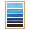 Art-Poster - Prussian Blue Staggered stripes - Ejaaz Haniff - Cadre bois chêne