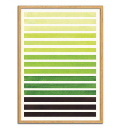 Art-Poster - Sap green horizontal stripes - Ejaaz Haniff - Cadre bois chêne